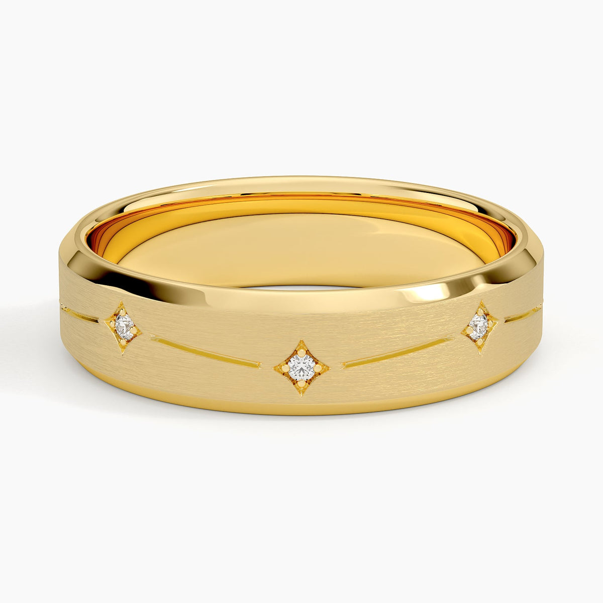 Luxe Cosmos Diamond 5.5mm Wedding Ring Yellow Gold 18k Wedding Band