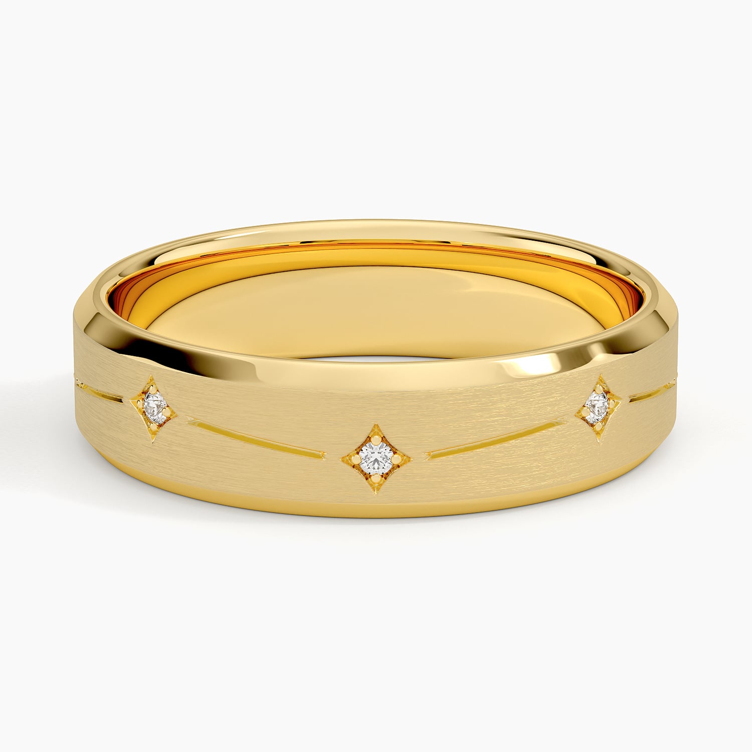 Luxe Cosmos Diamond 5.5mm Wedding Ring Yellow Gold 18k Wedding Band