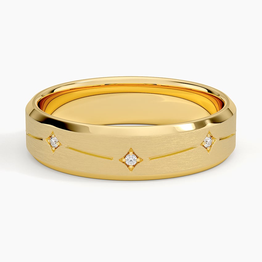 Luxe Cosmos Diamond 5.5mm Wedding Ring Yellow Gold 18k Wedding Band