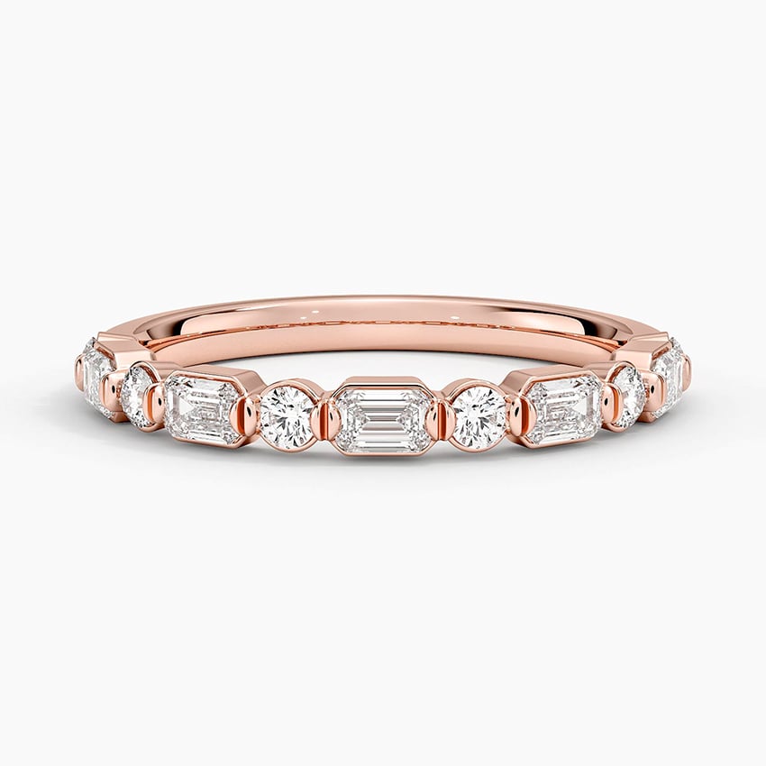 Kensington Emerald Cut and Round Diamond Ring (1/2 ct. tw.) Rose Gold 18k Wedding Band