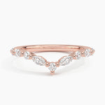 Curved Versailles Diamond Ring Rose Gold 18k Wedding Band