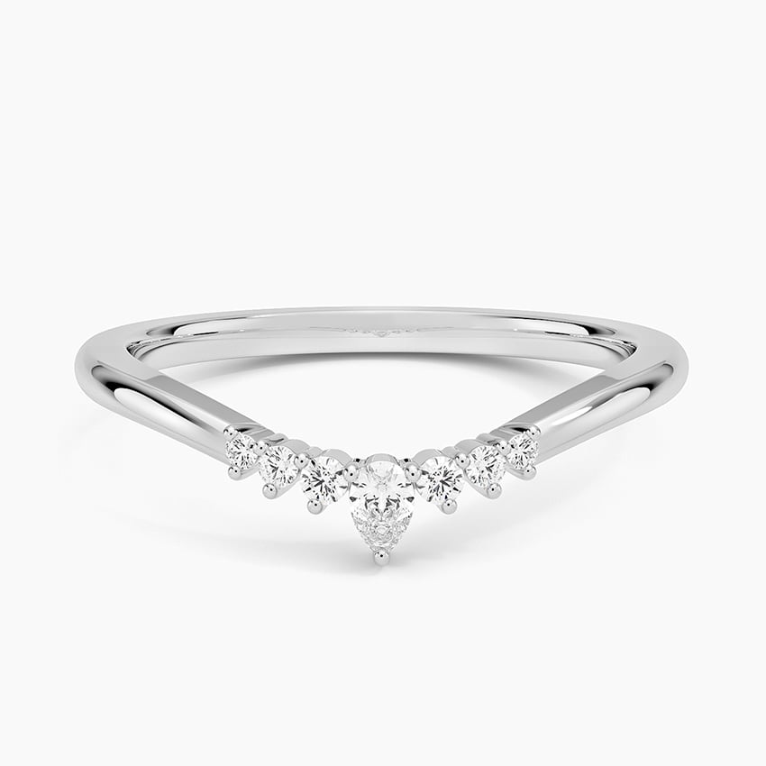 Petite Lunette Contour Diamond Ring (1/10 ct. tw.) Platinum Wedding Band