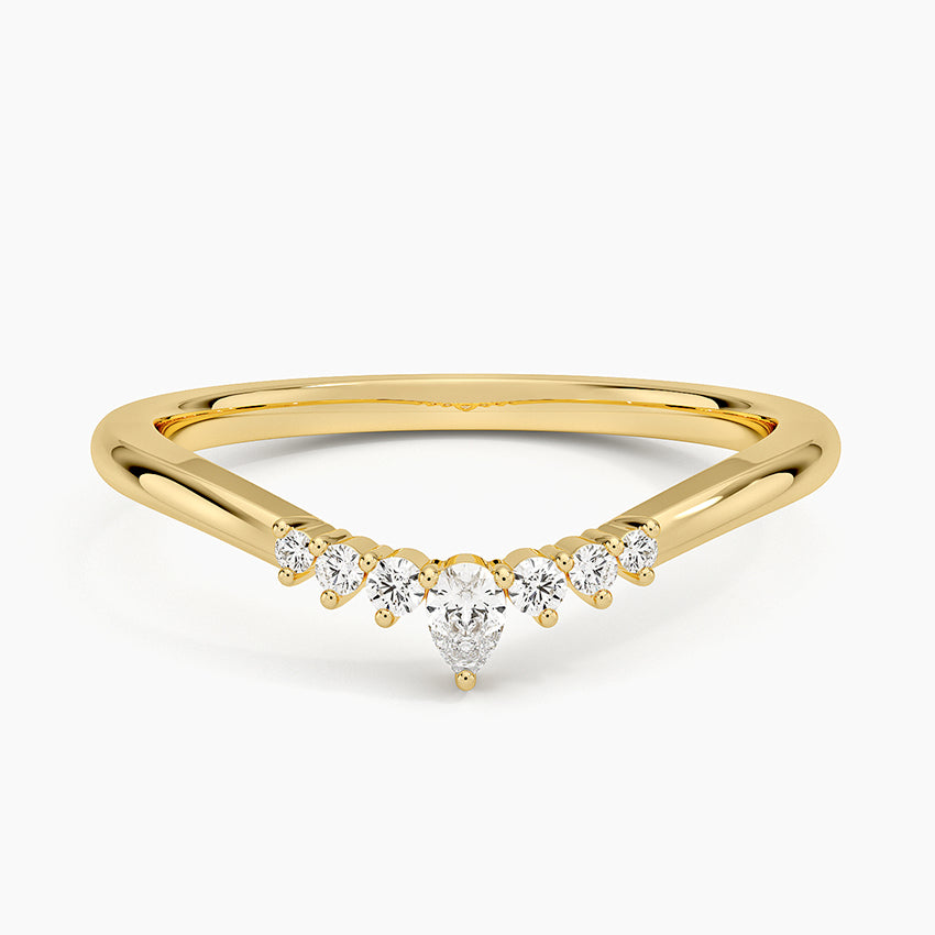 Petite Lunette Contour Diamond Ring (1/10 ct. tw.) Yellow Gold 18k Wedding Band
