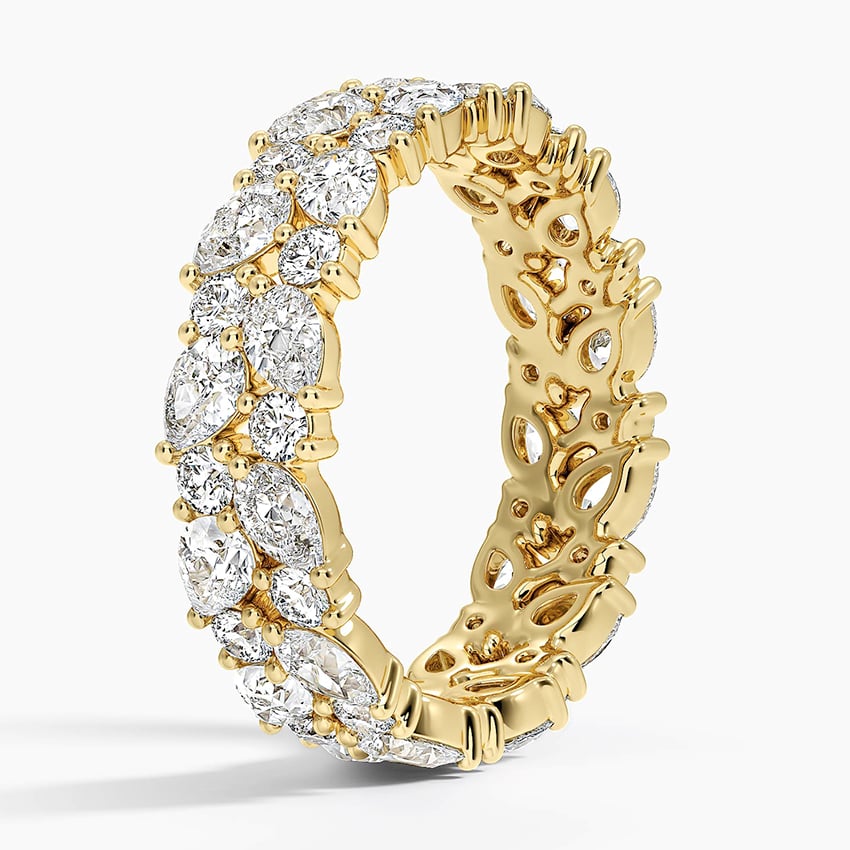 Olivetta Double Row Lab Eternity Diamond Ring Yellow Gold 18k Eternity Band