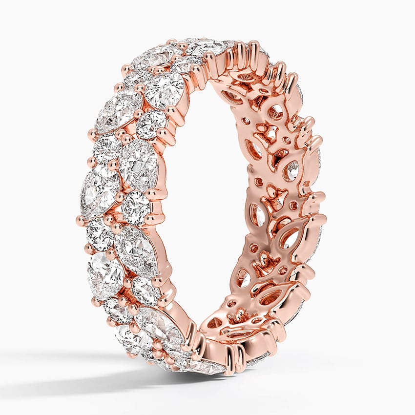Olivetta Double Row Eternity Diamond Ring Rose Gold 18k Eternity Band