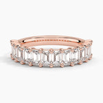 Emerald Cut Diamond Ring Rose Gold 18k Wedding Band