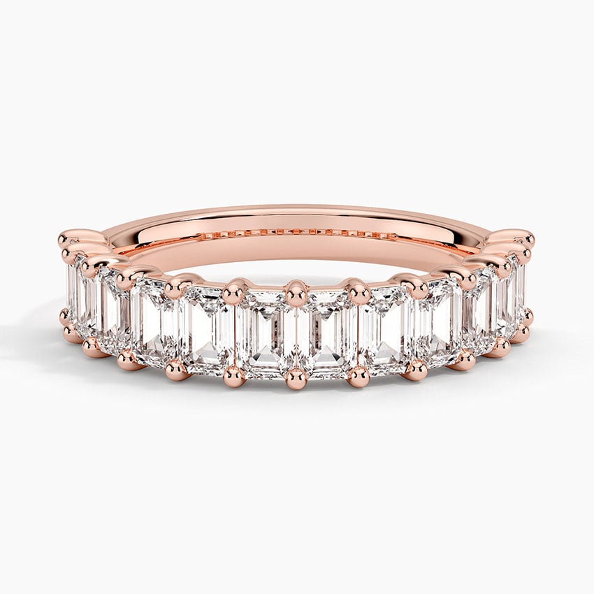 Emerald Cut Diamond Ring Rose Gold 18k Wedding Band