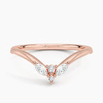 Camellia Milgrain Contoured Diamond Ring Rose Gold 18k Wedding Band