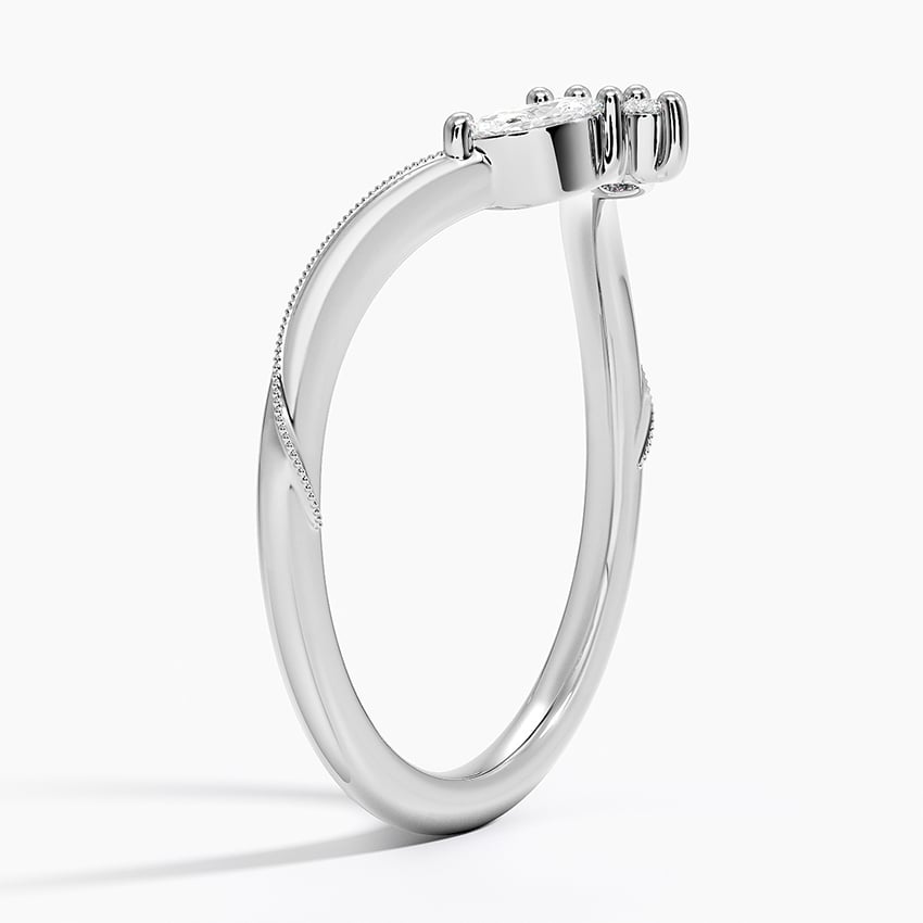 Camellia Milgrain Contoured Diamond Ring Platinum Wedding Band