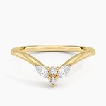 Camellia Milgrain Contoured Diamond Ring Yellow Gold 18k Wedding Band