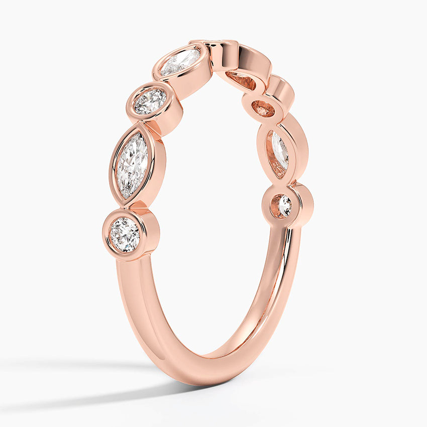 Versailles Bezel Diamond Ring Rose Gold 18k Wedding Band