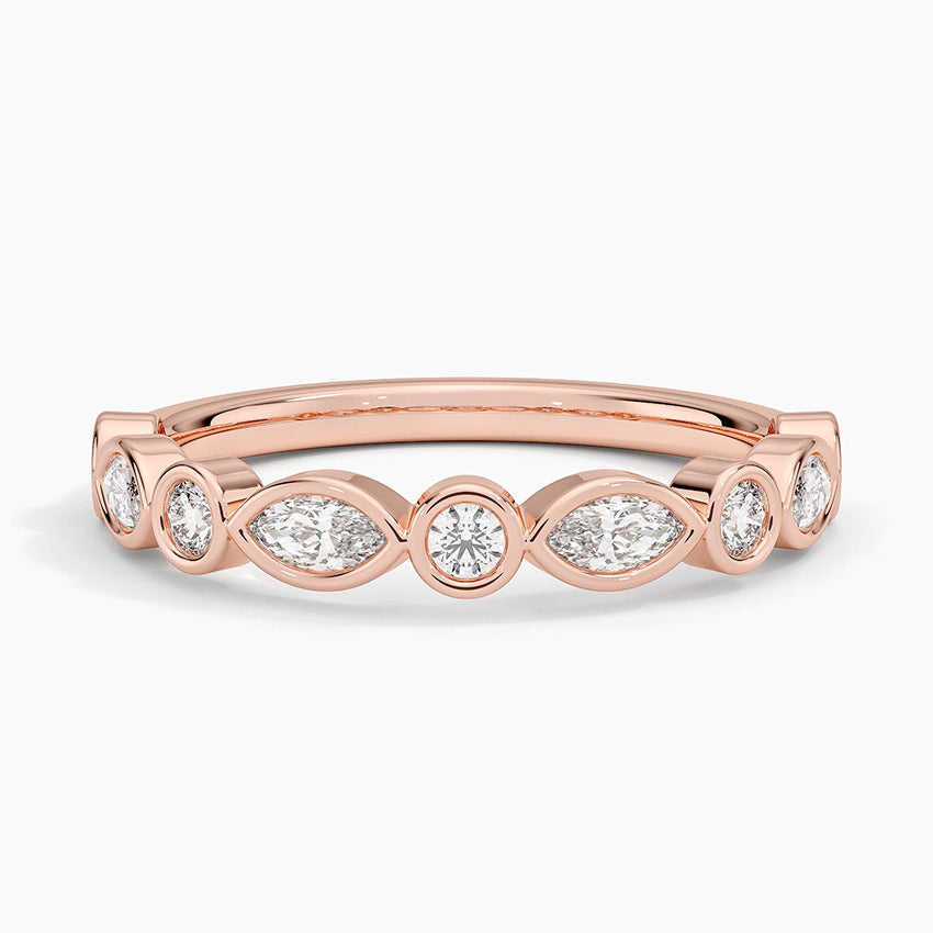 Versailles Bezel Diamond Ring Rose Gold 18k Wedding Band