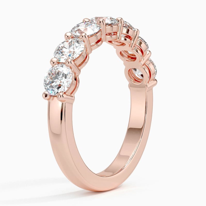 Round Seven Stone Diamond Ring (1 1/2 ct. tw.) Rose Gold 18k Wedding Band