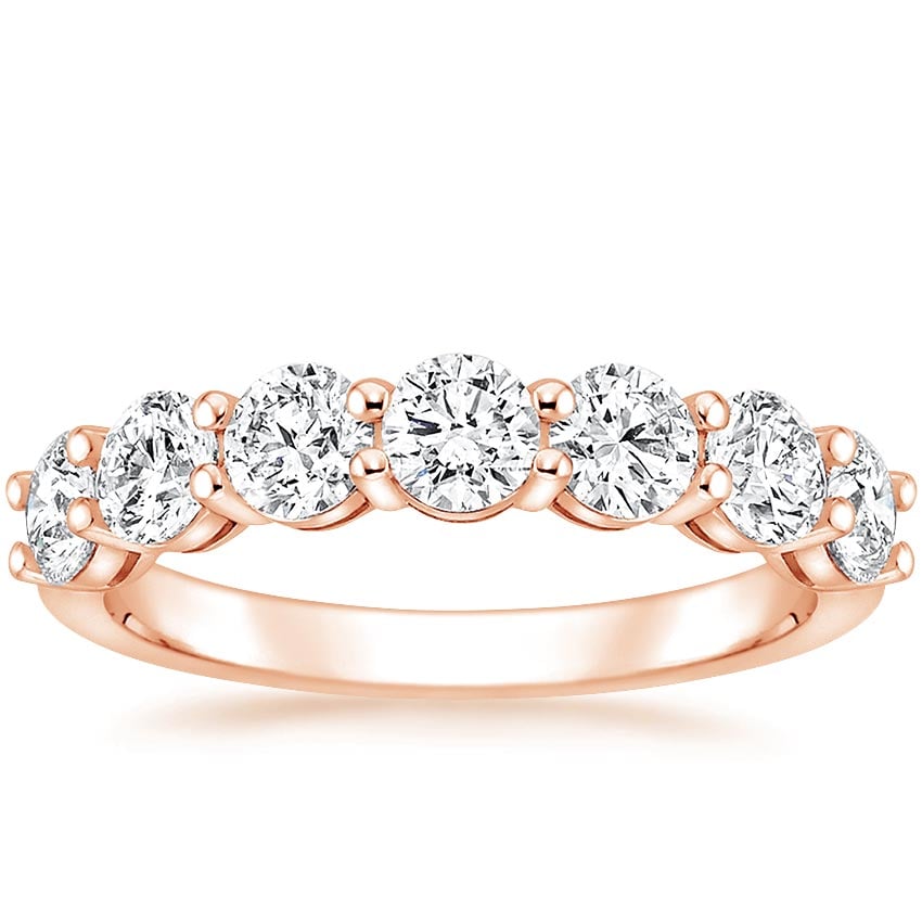 Round Seven Stone Diamond Ring (1 1/2 ct. tw.) Rose Gold 18k Wedding Band