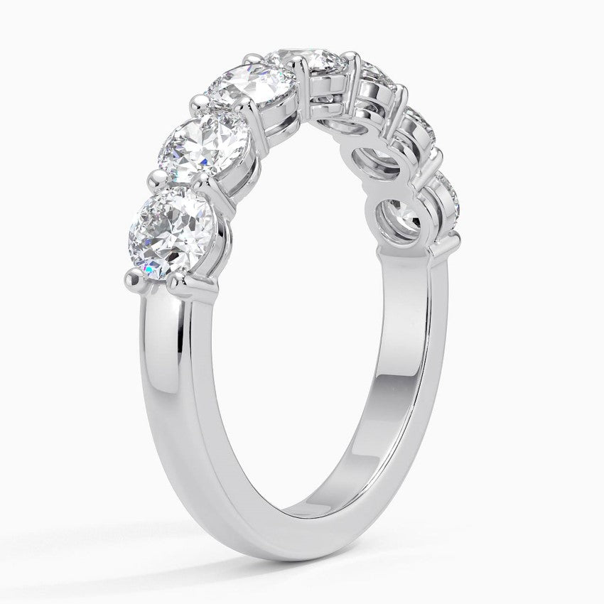 Round Seven Stone Diamond Ring (1 1/2 ct. tw.) Platinum Wedding Band