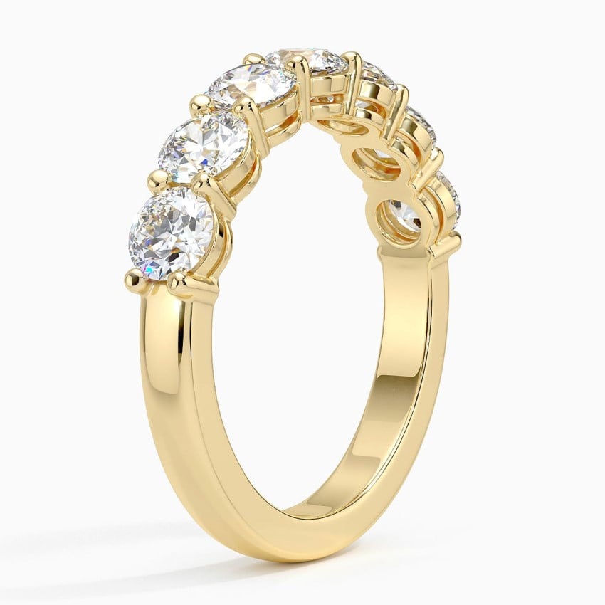 Round Seven Stone Diamond Ring (1 1/2 ct. tw.) Yellow Gold 18k Wedding Band