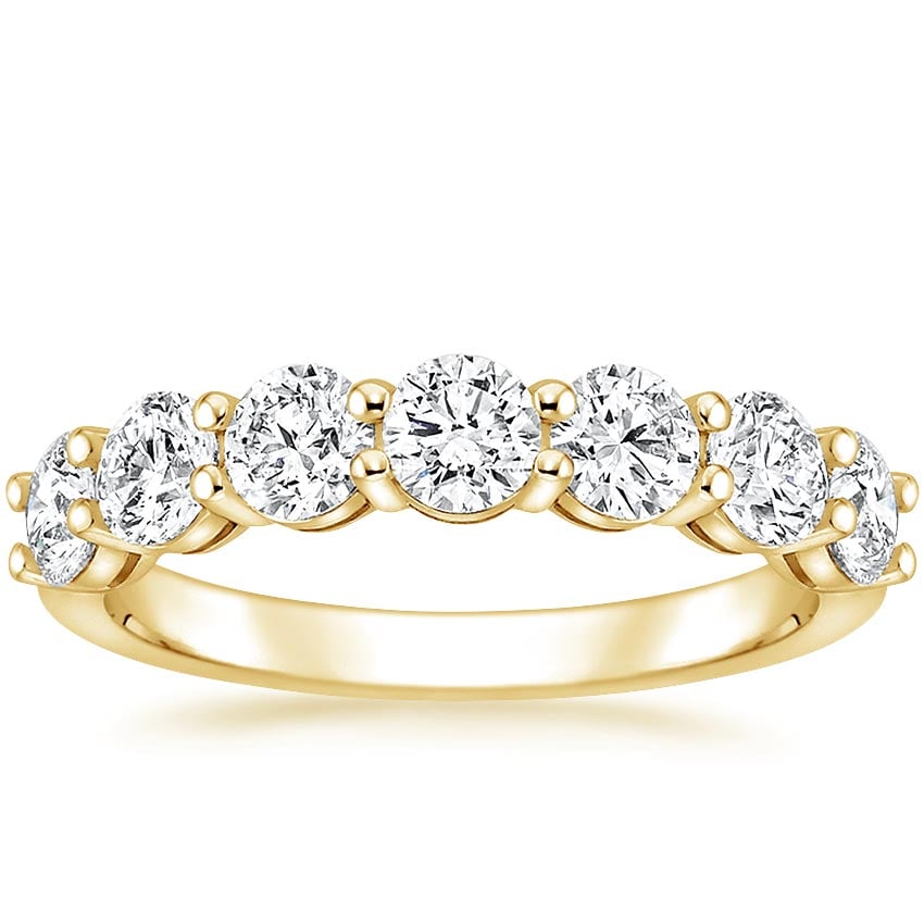 Round Seven Stone Diamond Ring (1 1/2 ct. tw.) Yellow Gold 18k Wedding Band