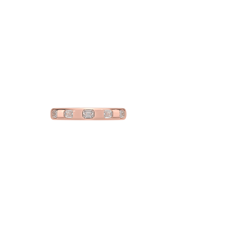 Chloe Flush Set Emerald Cut 3.2mm Lab Diamond Ring Rose Gold 18k Eternity Band