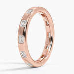 Chloe Flush Set Emerald Cut 3.2mm Lab Diamond Ring Rose Gold 18k Eternity Band