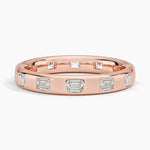 Chloe Flush Set Emerald Cut 3.2mm Lab Diamond Ring Rose Gold 18k Eternity Band
