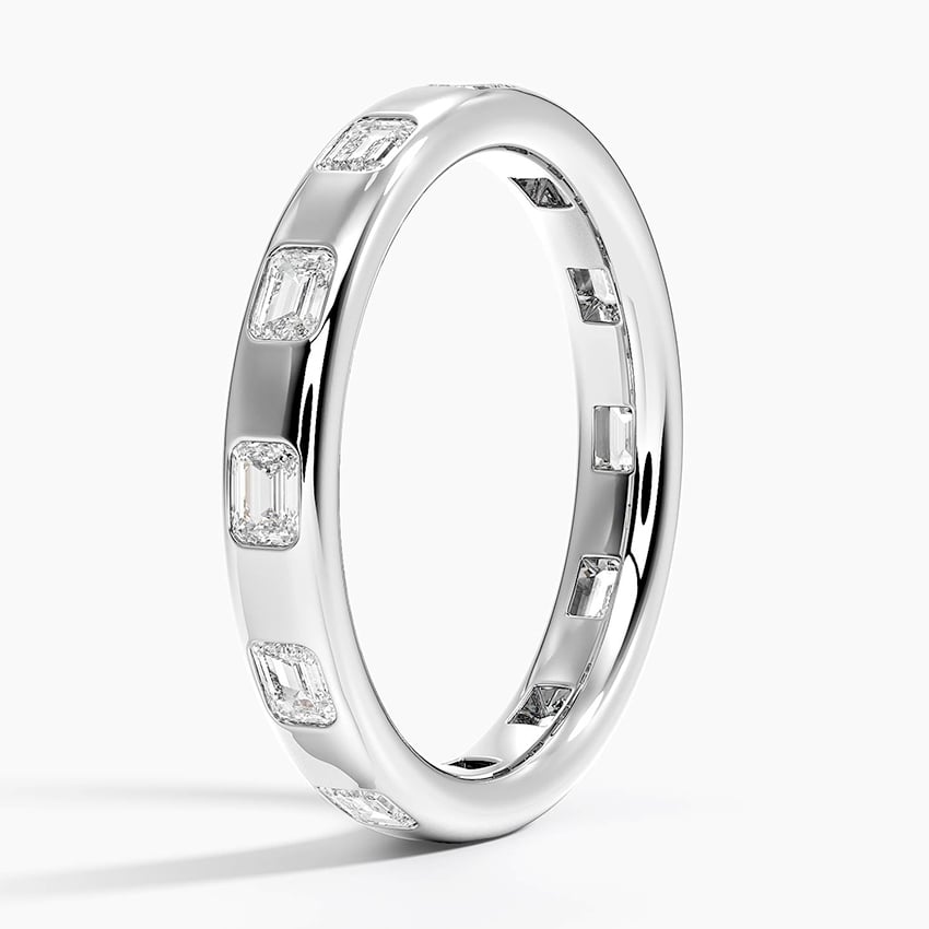 Chloe Flush Set Emerald Cut 3.2mm Lab Diamond Ring Platinum Eternity Band
