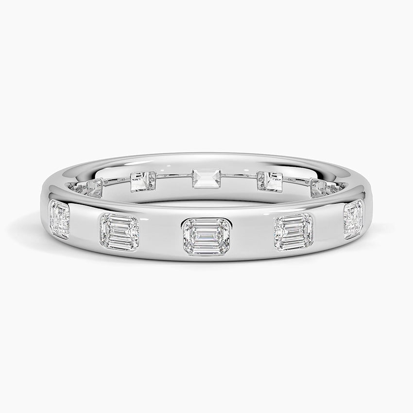 Chloe Flush Set Emerald Cut 3.2mm Lab Diamond Ring Platinum Eternity Band