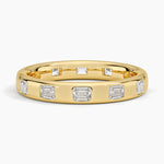 Chloe Flush Set Emerald Cut 3.2mm Lab Diamond Ring Yellow Gold 18k Eternity Band