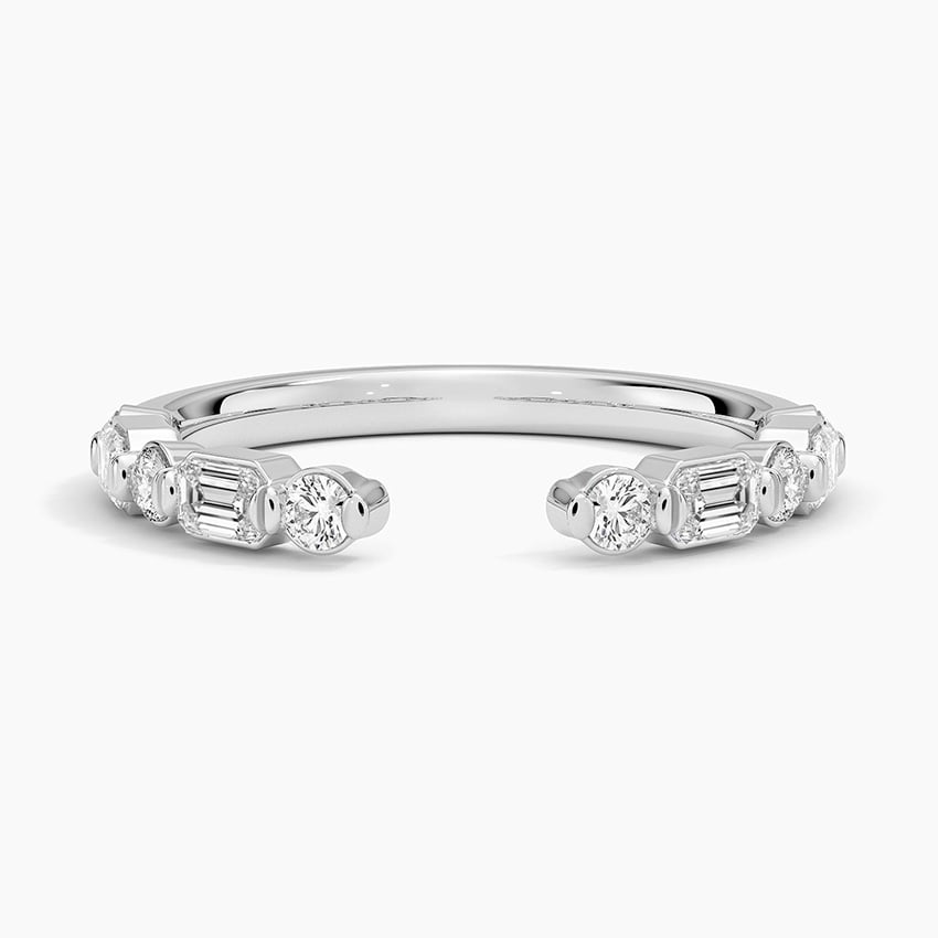 Kensington Emerald Cut and Round Diamond Open Ring (1/2 ct. tw.) Platinum Wedding Band