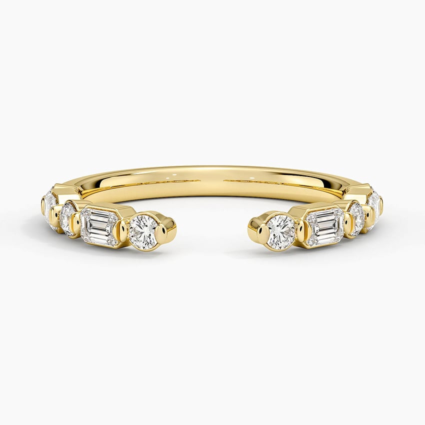 Kensington Emerald Cut and Round Diamond Open Ring (1/2 ct. tw.) Yellow Gold 18k Wedding Band