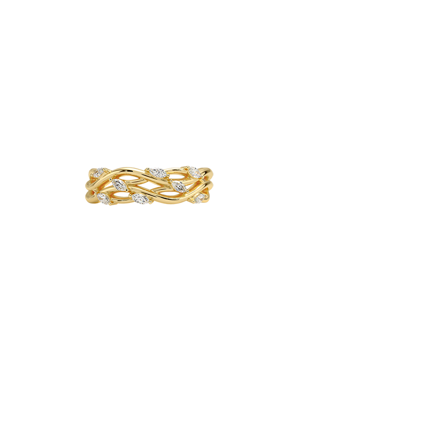 Blooming Willow Diamond Ring (1/4 ct. tw.) Yellow Gold 18k Wedding Band