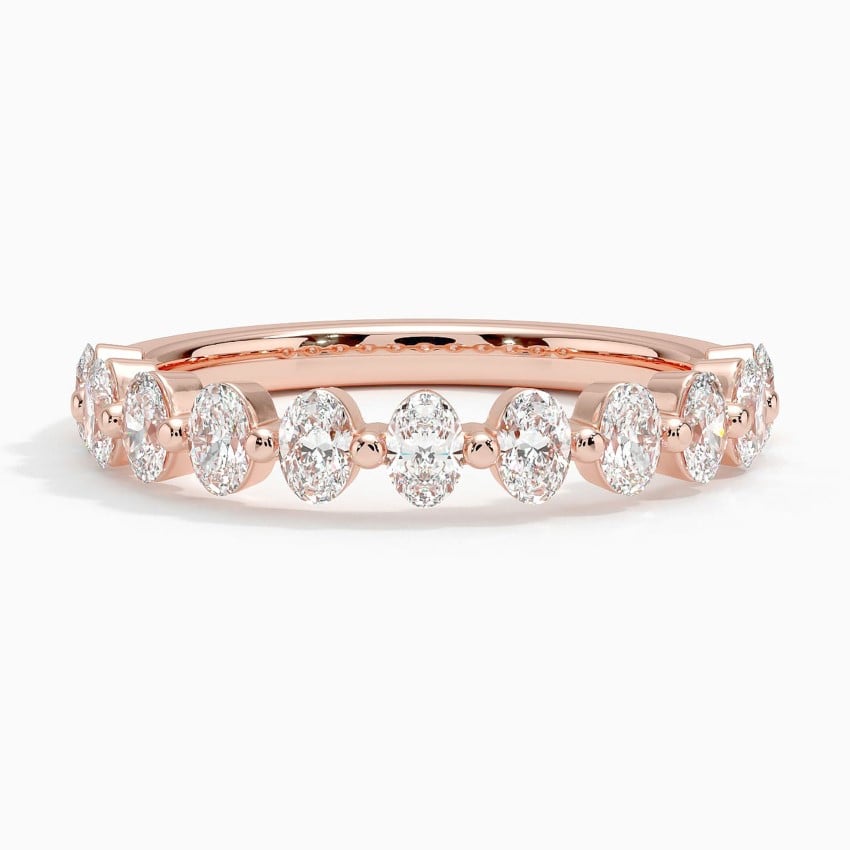 Ellipse Oval Diamond Ring Rose Gold 18k Wedding Band