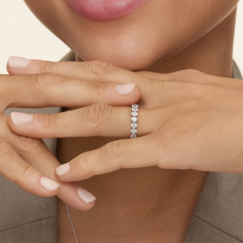 Ellipse Oval Diamond Ring Platinum Wedding Band