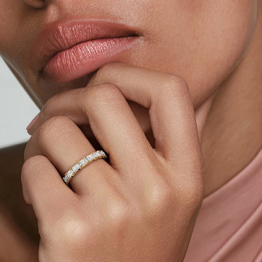 Nathalie Emerald Cut Eternity Lab Diamond Ring (2 ct. tw.) Yellow Gold 18k Eternity Band