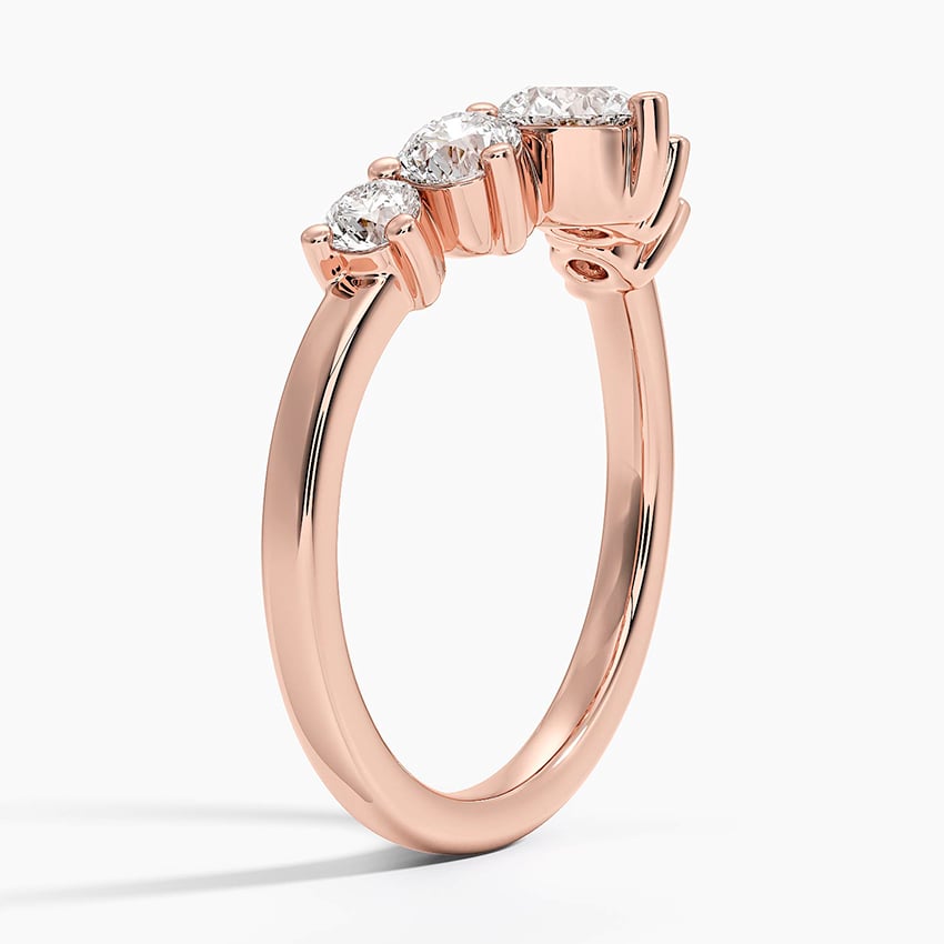 Five Stone Contour Lab Diamond Ring (1 ct. tw.) Rose Gold 18k Wedding Band