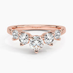 Five Stone Contour Lab Diamond Ring (1 ct. tw.) Rose Gold 18k Wedding Band