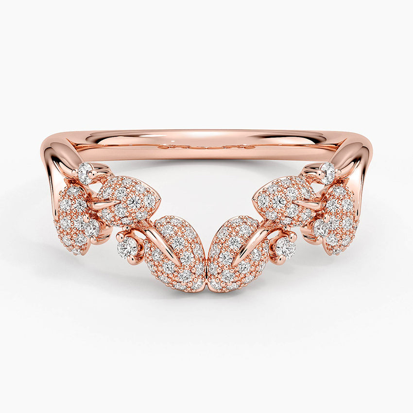 Canopy Pavé Diamond Contour Ring Rose Gold 18k Wedding Band