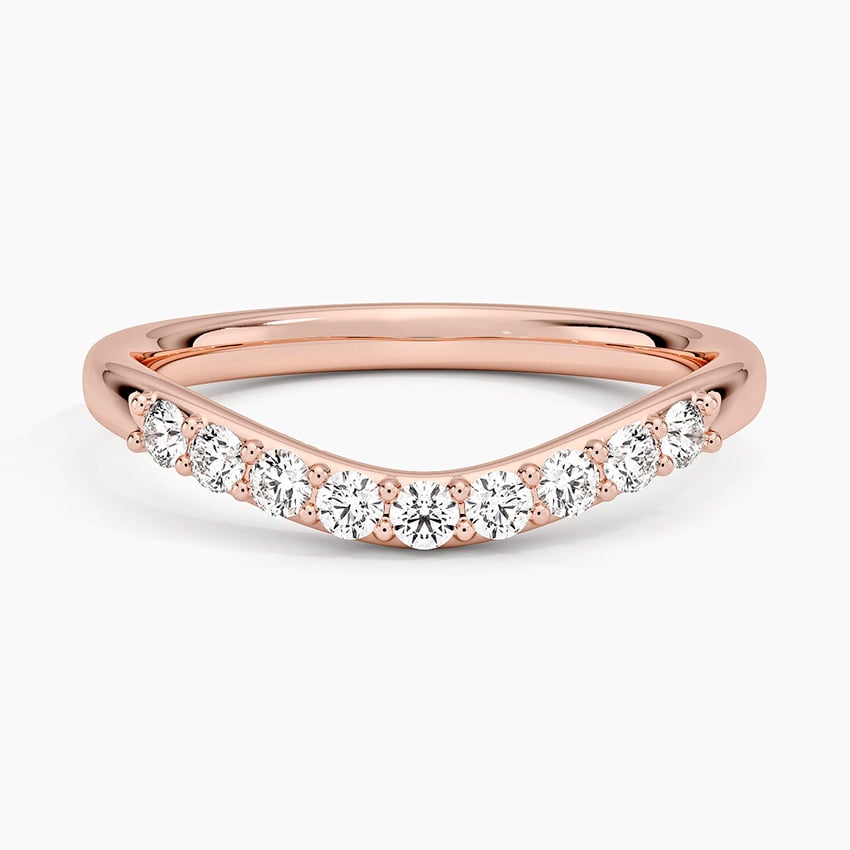 Petite Curved Diamond Ring (1/5 ct. tw.) Rose Gold 18k Wedding Band