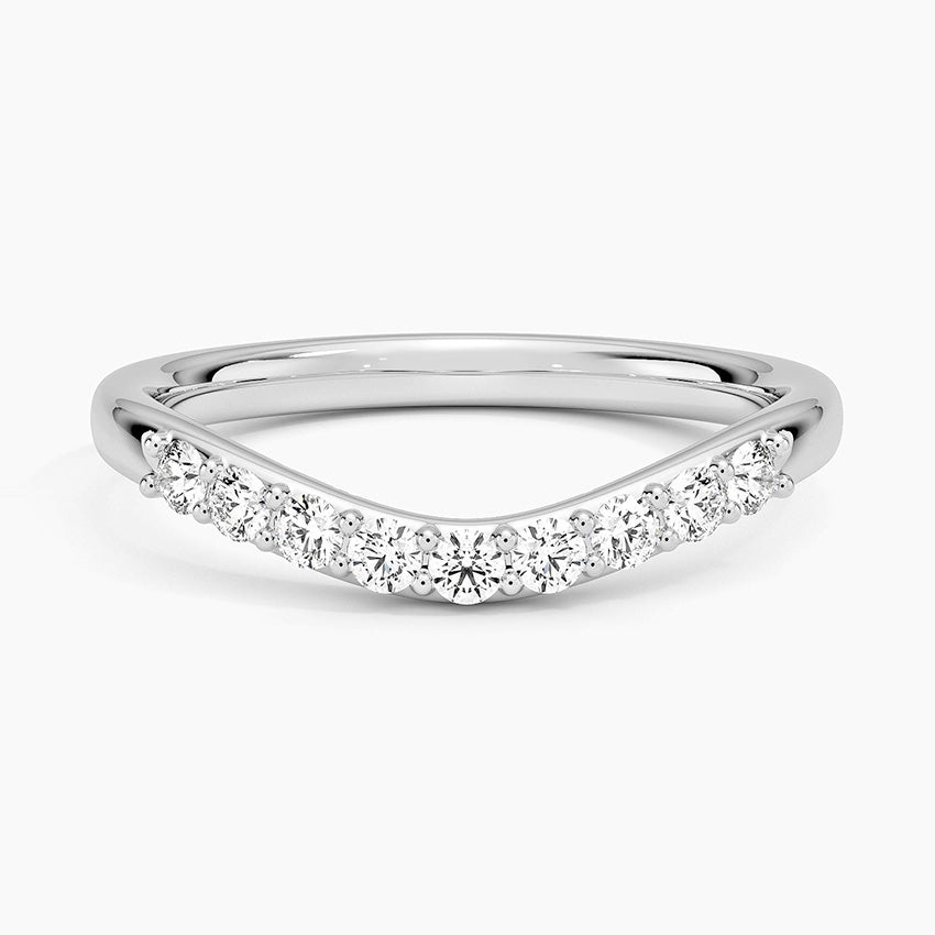 Petite Curved Diamond Ring (1/5 ct. tw.) Platinum Wedding Band