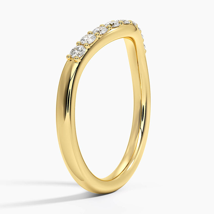 Petite Curved Diamond Ring (1/5 ct. tw.) Yellow Gold 18k Wedding Band