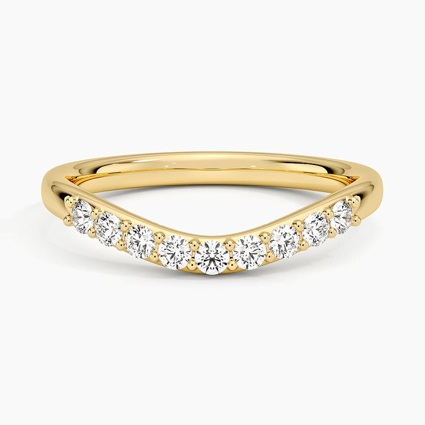 Petite Curved Diamond Ring (1/5 ct. tw.) Yellow Gold 18k Wedding Band