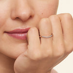 Petite Curved Diamond Ring (1/10 ct. tw.) Rose Gold 18k Wedding Band