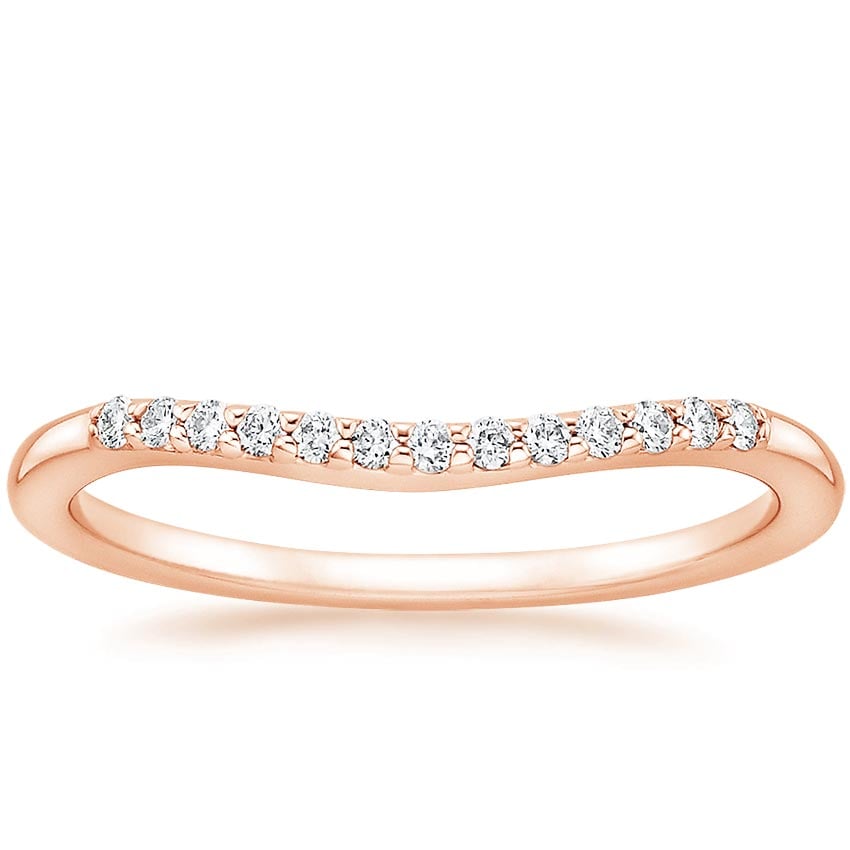 Petite Curved Diamond Ring (1/10 ct. tw.) Rose Gold 18k Wedding Band