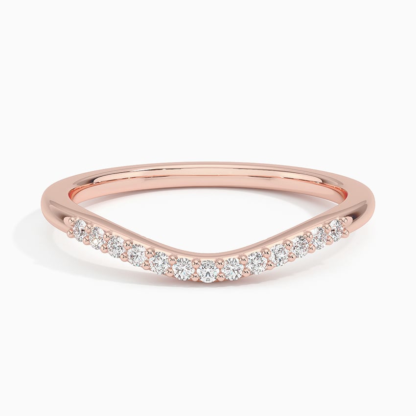 Petite Curved Diamond Ring (1/10 ct. tw.) Rose Gold 18k Wedding Band