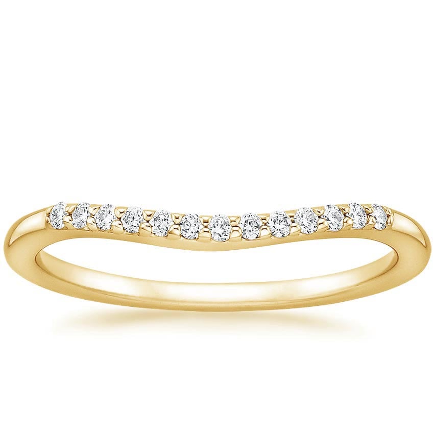Petite Curved Diamond Ring (1/10 ct. tw.) Yellow Gold 18k Wedding Band