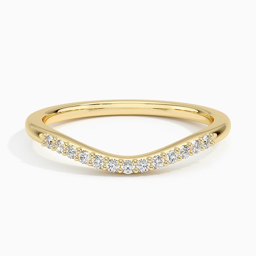 Petite Curved Diamond Ring (1/10 ct. tw.) Yellow Gold 18k Wedding Band