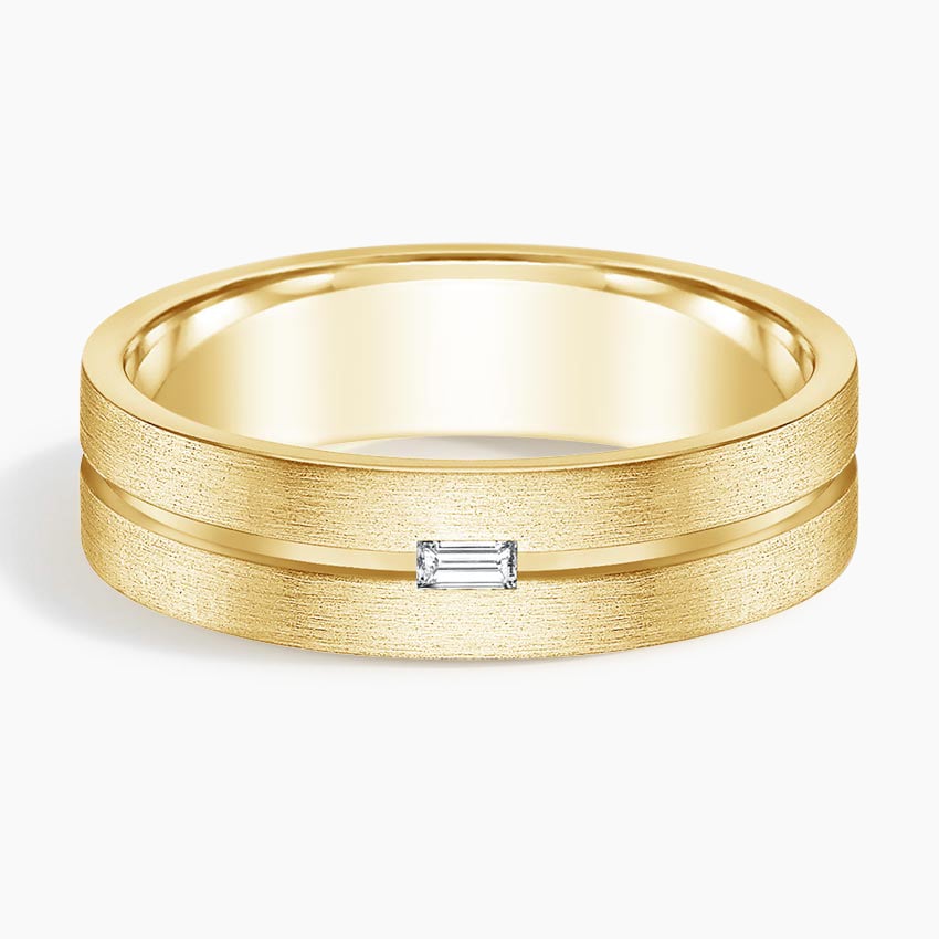 Ezra Diamond 5.5mm Wedding Ring Yellow Gold 18k Wedding Band