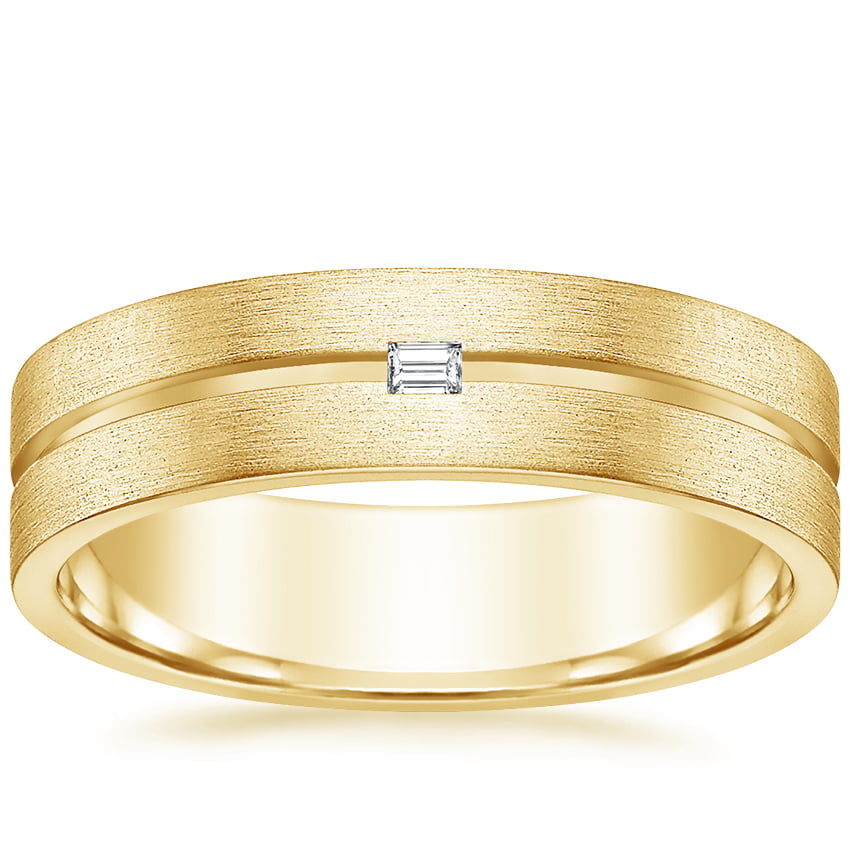 Ezra Diamond 5.5mm Wedding Ring Yellow Gold 18k Wedding Band