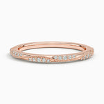 Camellia Milgrain 1.5mm Diamond Ring Rose Gold 18k Wedding Band