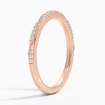 Camellia Milgrain 1.5mm Diamond Ring Rose Gold 18k Wedding Band
