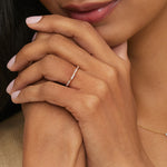 Camellia Milgrain 1.5mm Diamond Ring Rose Gold 18k Wedding Band